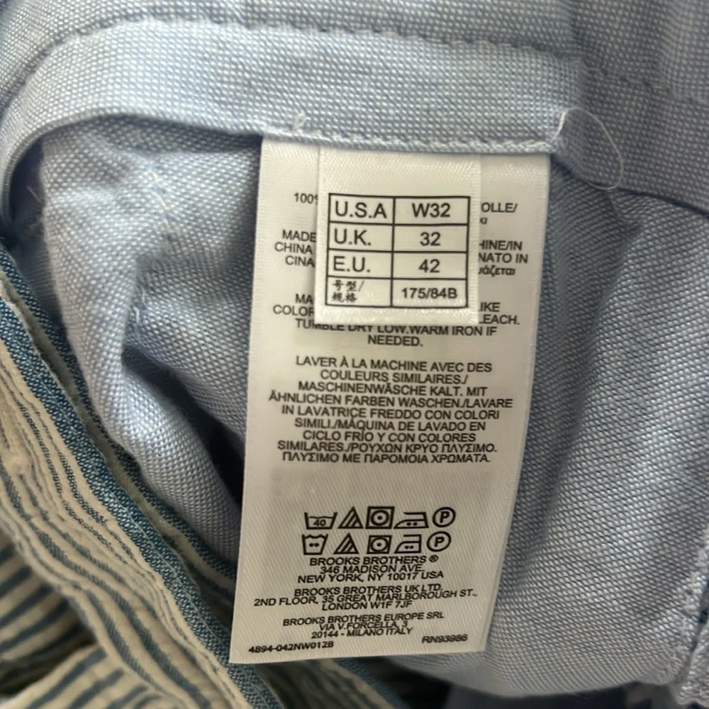 Brooks Brothers Shorts Seersucker Blue Striped Men's 32 Country Club Preppy